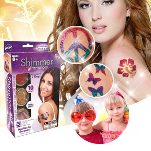 Kozmetika, zdravie - Dočasné farebné tetovanie Shimmer Glitter tattoos