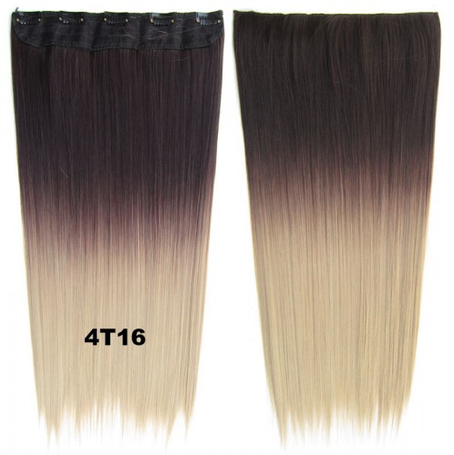 Predlžovanie vlasov, účesy - Clip in vlasy - rovný pás - ombre - odtieň 4 T 16