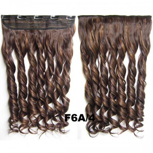 Predlžovanie vlasov, účesy - Clip in pás vlasov - lokne 55 cm - odtieň F6A/4 - tmavý melír