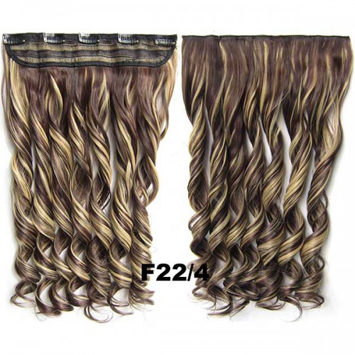 Predlžovanie vlasov, účesy - Clip in pás vlasov - lokne 55 cm - odtieň F22/4 - tmavý melír