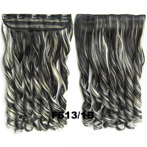 Predlžovanie vlasov, účesy - Clip in pás vlasov - lokne 55 cm - odtieň F613/1B - melír