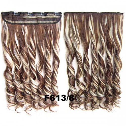 Predlžovanie vlasov, účesy - Clip in vlasový pás - lokne 55 cm - odtieň F613/8 - melír