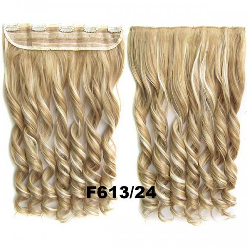 Predlžovanie vlasov, účesy - Clip in vlasový pás - lokne 55 cm - odtieň F613/24 - melír