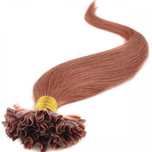 Predlžovanie vlasov, účesy - Vlasy keratín kvalita Remy AAA 51 cm, 100 ks - 30 - gaštanová