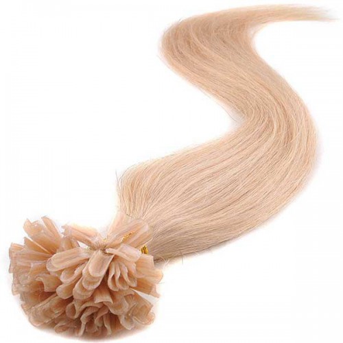 Predlžovanie vlasov, účesy - Vlasy keratín kvalita Remy AAA 51 cm, 100 ks - 27 - plavá