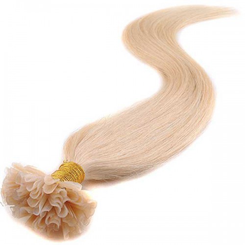 Predlžovanie vlasov, účesy - Vlasy keratín kvalita Remy AAA 51 cm, 100 ks - 613 - blond