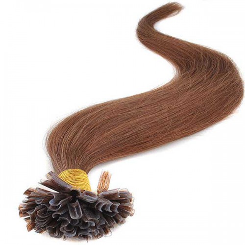 Predlžovanie vlasov, účesy - Vlasy keratín kvalita Remy AAA 51 cm, 100 ks - 6 - hnedá