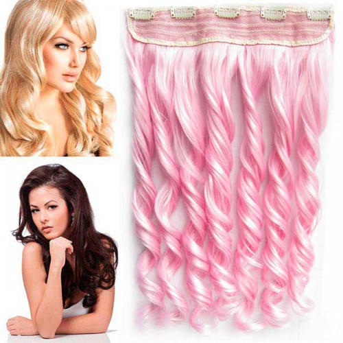 Predlžovanie vlasov, účesy - Clip in pás vlasov - lokne 55 cm - svetlo ružová