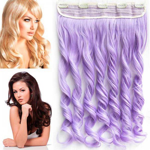 Predlžovanie vlasov, účesy - Clip in pás vlasov - lokne 55 cm - svetlo fialová