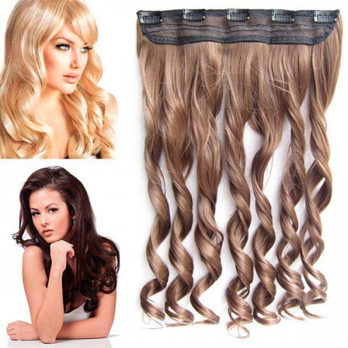 Predlžovanie vlasov, účesy - Clip in pás vlasov - lokne 55 cm - 6A - hnedá