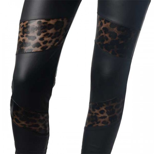 Dámska móda, doplnky - Legíny - vzhľad koža s gepardím záplatami