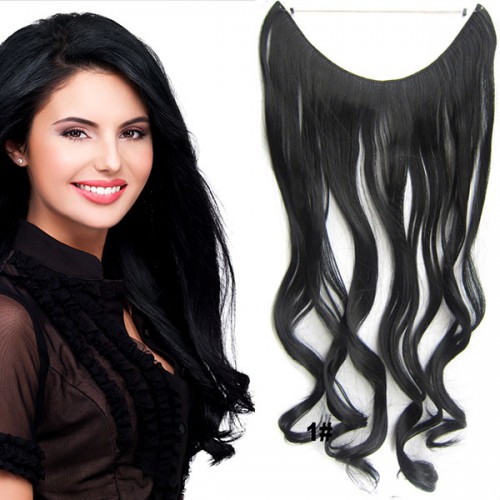 Predlžovanie vlasov, účesy - Flip in vlasy - vlnitý pás vlasov 45 cm - odtieň 1#
