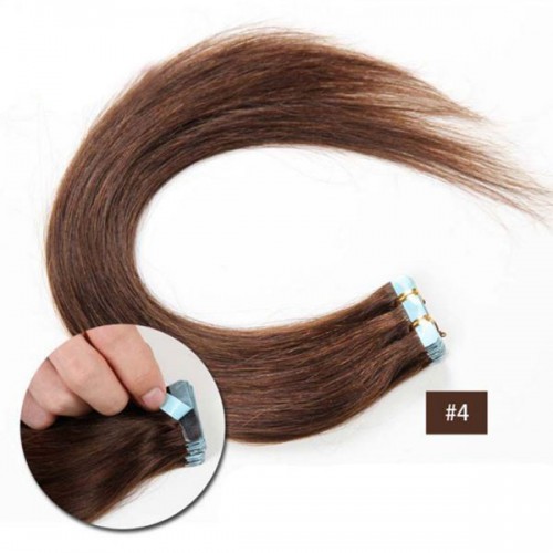Predlžovanie vlasov, účesy - Vlasy na predĺženie TAPE IN - dĺžka 45 cm, odtieň 4