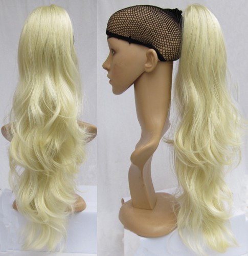 Predlžovanie vlasov, účesy - Vrkoč, cop zvlnený 55 cm na štipci - blond 613