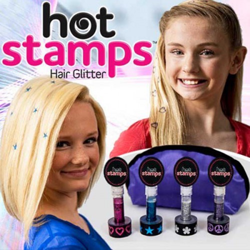 Predlžovanie vlasov, účesy - Trblietavá pečiatky na vlasy Hot Stamps