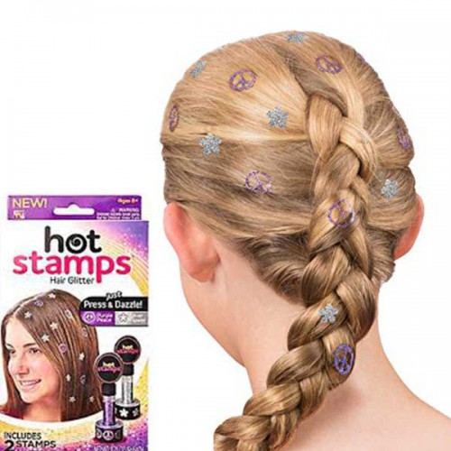 Predlžovanie vlasov, účesy - Trblietavá pečiatky na vlasy Hot Stamps