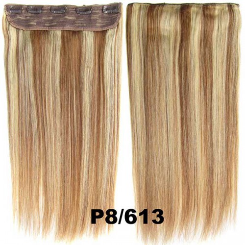 Predlžovanie vlasov, účesy - Clip in vlasy ľudské - Remy 105 g - pás vlasov - 8/613 - melír