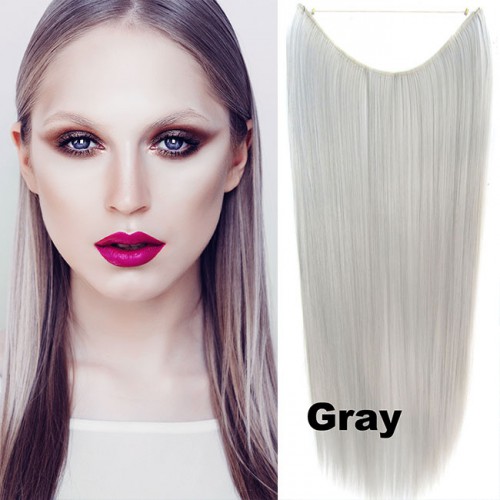 Predlžovanie vlasov, účesy - Flip in vlasy - 55 cm dlhý pás vlasov - odtieň GRAY