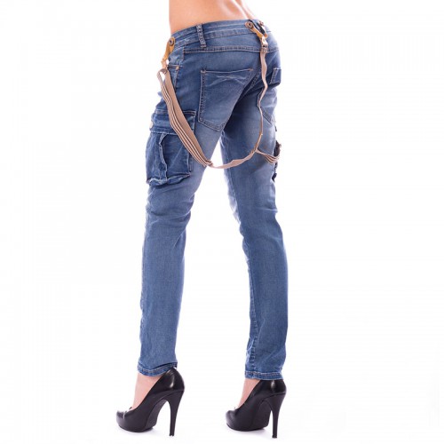 Dámska móda, doplnky - Dámske jeans kapsáče s traky