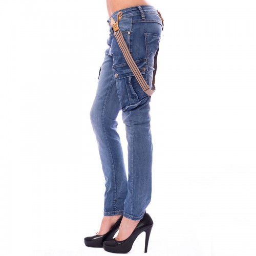 Dámska móda, doplnky - Dámske jeans kapsáče s traky