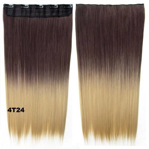 Predlžovanie vlasov, účesy - Clip in vlasy - rovný pás - ombre - odtieň 4 T 24