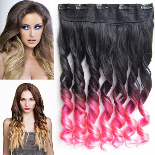Predlžovanie vlasov, účesy - Clip in vlasy - pás, lokne - ombre - odtieň Black T Pink