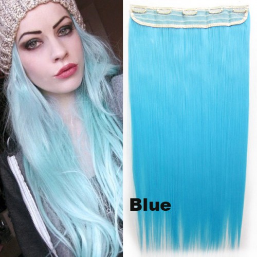 Predlžovanie vlasov, účesy - Clip in vlasy - 60 cm dlhý pás vlasov - odtieň BLUE