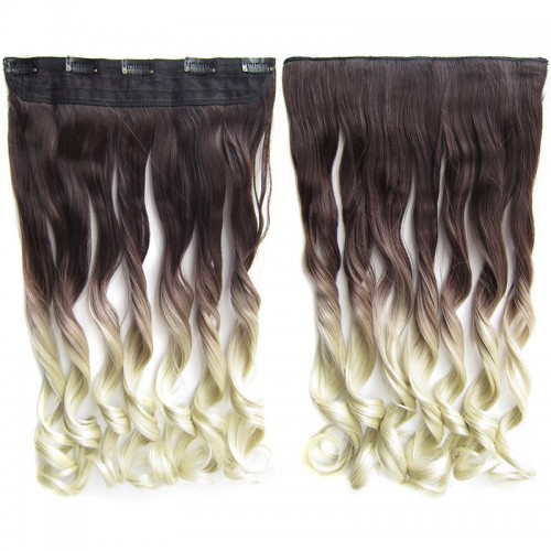 Predlžovanie vlasov, účesy - Clip in vlasy - pás, lokne - ombre - odtieň 4 T Khaki