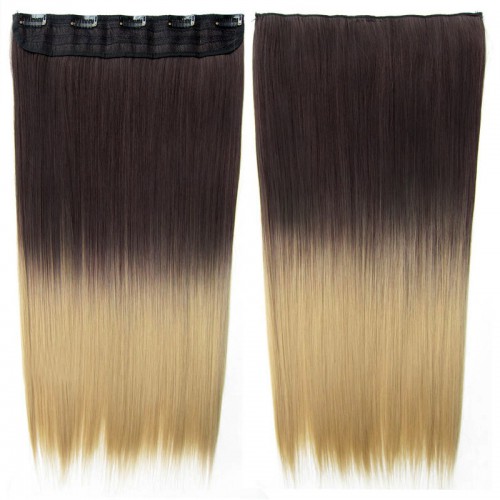Predlžovanie vlasov, účesy - Clip in vlasy - 60 cm dlhý pás vlasov - ombre štýl - odtieň 6A T 24