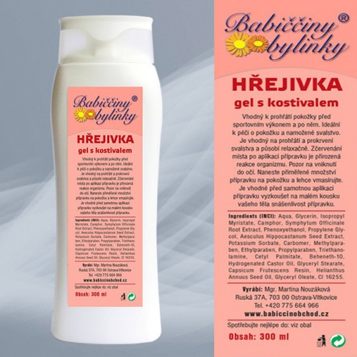 Kozmetika, zdravie - Hrejivka - gél s kostihojom, 300 ml