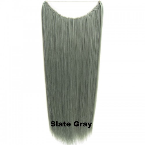 Predlžovanie vlasov, účesy - Flip in vlasy - 60 cm dlhý pás vlasov - odtieň Slate Gray