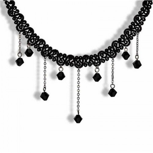 Dámska móda, doplnky - Romantický, háčkovaný náhrdelník s kryštálmi