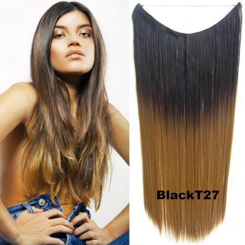 Predlžovanie vlasov, účesy - Flip in vlasy - 55 cm dlhý pás vlasov - odtieň Black T 27
