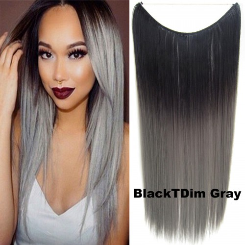 Predlžovanie vlasov, účesy - Flip in vlasy - 55 cm dlhý pás vlasov - odtieň Black T GrayDim