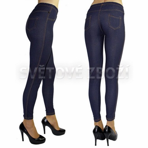 Dámska móda, doplnky - Dámske džínsové legíny - tmavo modré džegíny