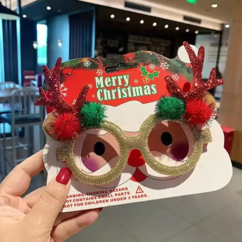 Vianočné ozdobné okuliare - sob s guličkami