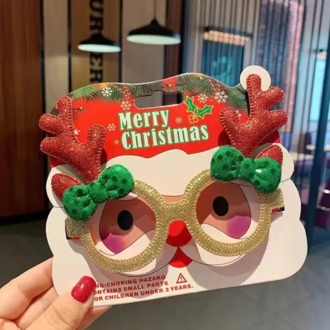 Vianočné ozdobné okuliare - sob s mašličkou