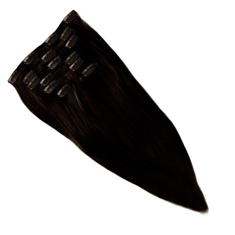 Clip In vlasy Premium 45 cm / 100 g - tmavo hnedá