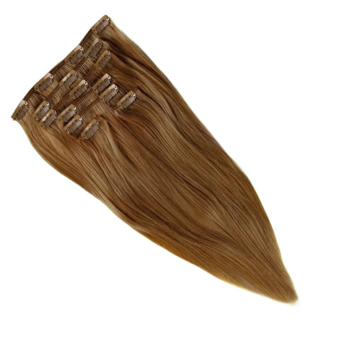 Clip In vlasy Premium 50 cm / 100 g - svetlo hnedá