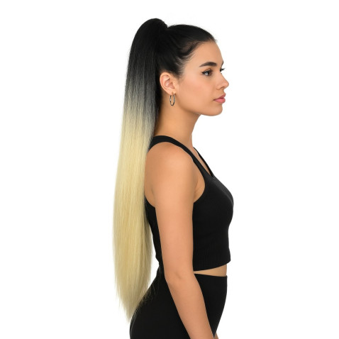 Vrkoč, cop na nasadenie 70 cm, kanekalón - ombre čierna - blond