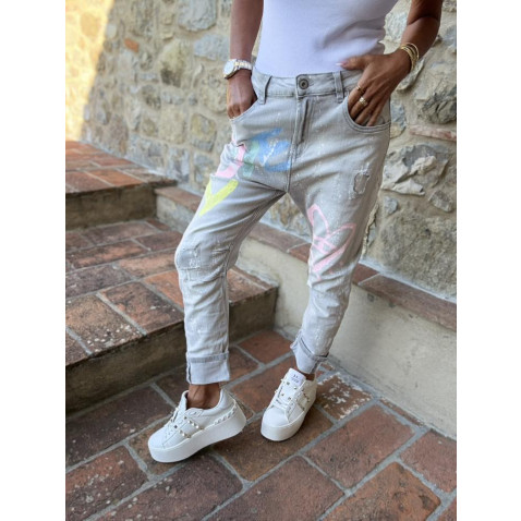 Dámske jeans baggy svetlo šedej Hart