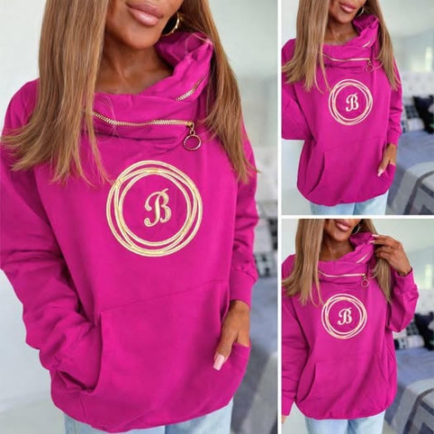 Dámska mikina s vyšitým znakom B - zelená