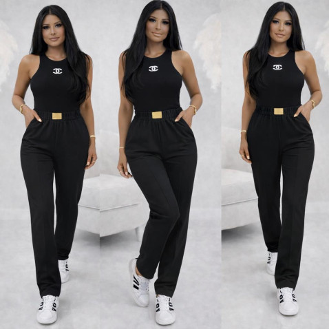 Športová elegancia - bavlnené nohavice Gold - čierna