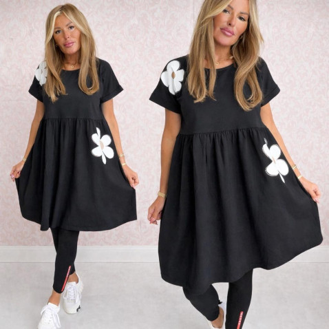 Dámske šaty s kvetmi - čierna