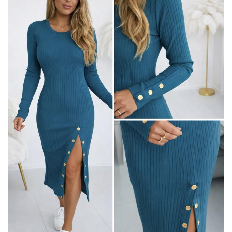 Šaty zlaté gombíky modrá