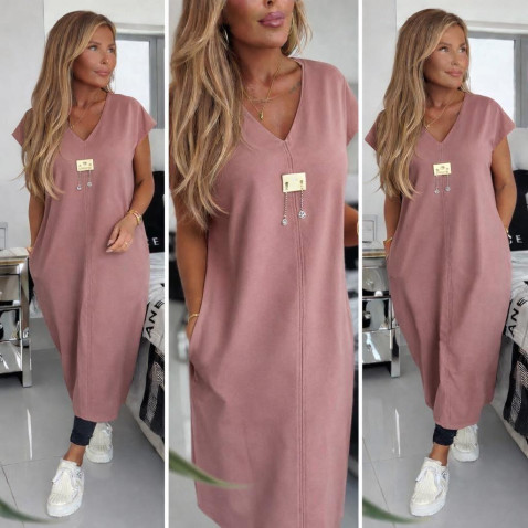 Športová dlhá šatovka s plieškom - staroružová