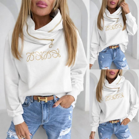 Mikina vyšité znaky - biela