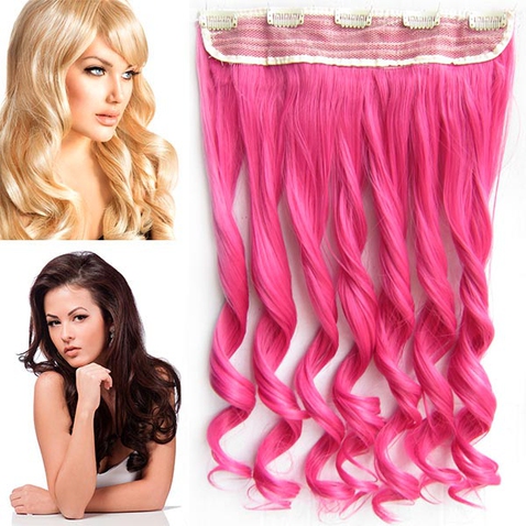Clip in pás vlasov - lokne 55 cm - odtieň Peach Pink